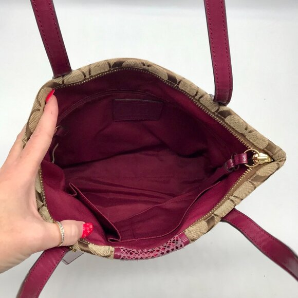 Coach Brown Canvas Signature Python Stripe Tote BagF25706 - Picture 10 of 11